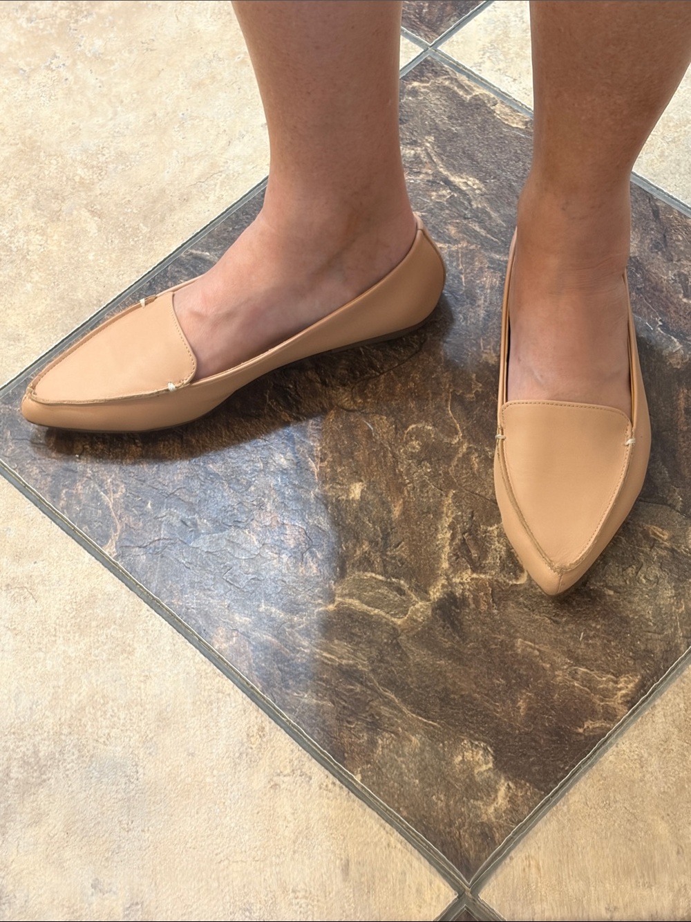 J. Crew Pointed-Toe Tan Leather Flats